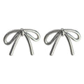 Minimal Wire Bow Stud Earrings Gold and Silver Tones view 5