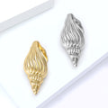 Polished Conch Shell Brooch Smooth Metal Spiral Pin view 4