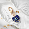 Gold Tone Rhinestone Evil Eye Heart and Teardrop Snap-Hook Keychains view 4