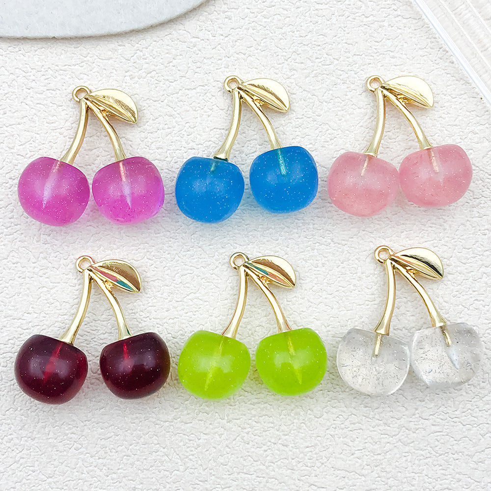 Transparent Acrylic Cherry Charm Pendant for DIY Earrings Necklace and Keychain Jewelry