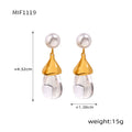 Pearl Stud Resin Teardrop Drop Earrings Gold or Steel view 10