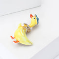Bright Yellow Duck Brooch with Blue Hat and Orange Feet view 3