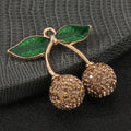 Rhinestone Cherry Charm Pendant Enamel Leaves Five Colors Two Sizes view 4