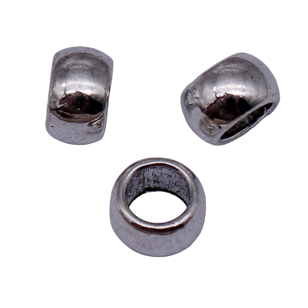 10x10x6mm 1.4g Platinum Tone Zinc Alloy Smooth Large Hole Spacer Beads for Vintage Bracelet Making