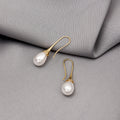 Gold and Silver Pearl Look Teardrop Long Hook Earrings view 4