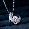 Silver Tone Wrapped Heart Crystal Pendant Necklace view 2