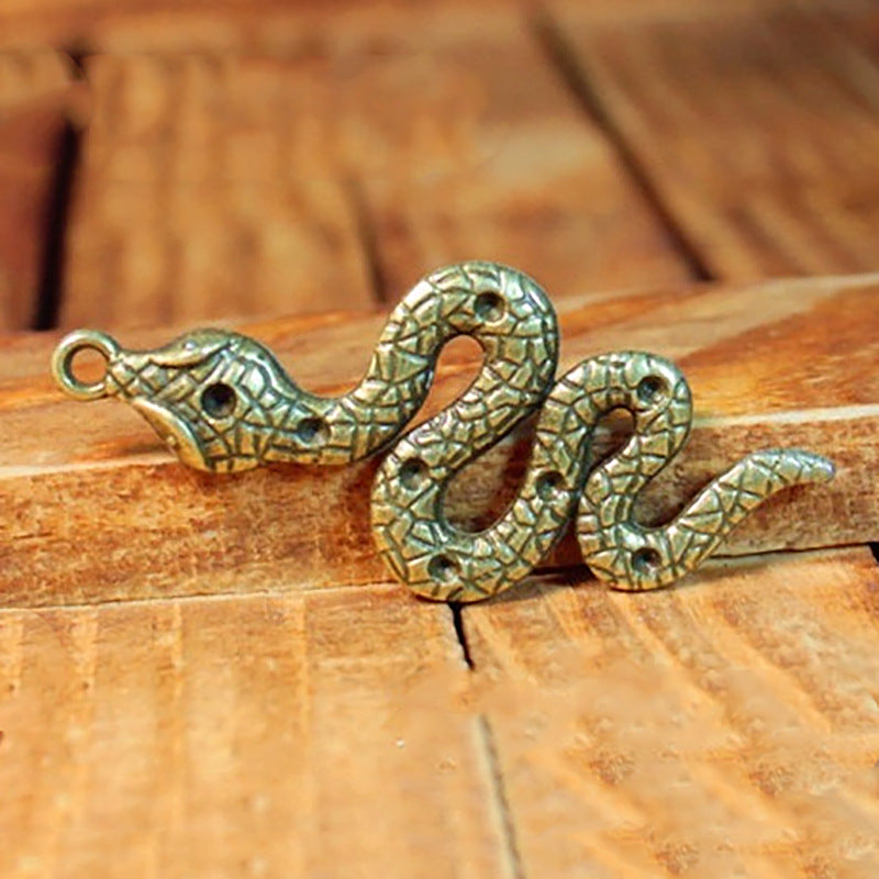 Coiled Snake Alloy Charm Pendant 49x21mm
