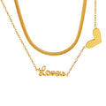Double Layer Love Script Heart Pendant Necklace Set view 5