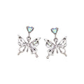 Silver Tone Clear Accent Butterfly Dangle Earrings view 5