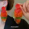 Colorful Disc Cluster Grape Drop Stud Earrings Fashion Jewelry view 2