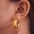 Thick Hollow C Hoop Earrings in Gold and Silver Tone view 4