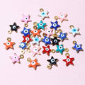 Colorful Enamel Eye Star Charms in Gold-Tone Metal view 4