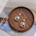 Irregular Colorblock Enamel Drop Earrings Pearl Gold Tone Frame view 3