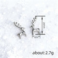 Reindeer Silhouette Stud Earrings in Silver Tone Polished Metal Jewelry view 4