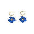 Ten Color Layered Five Petal Flower Gold Tone Hoop Earrings view 5