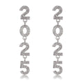 Aqua Red Crystal Number Dangle Crystal Six Designs Metal Dangle Earrings view 6
