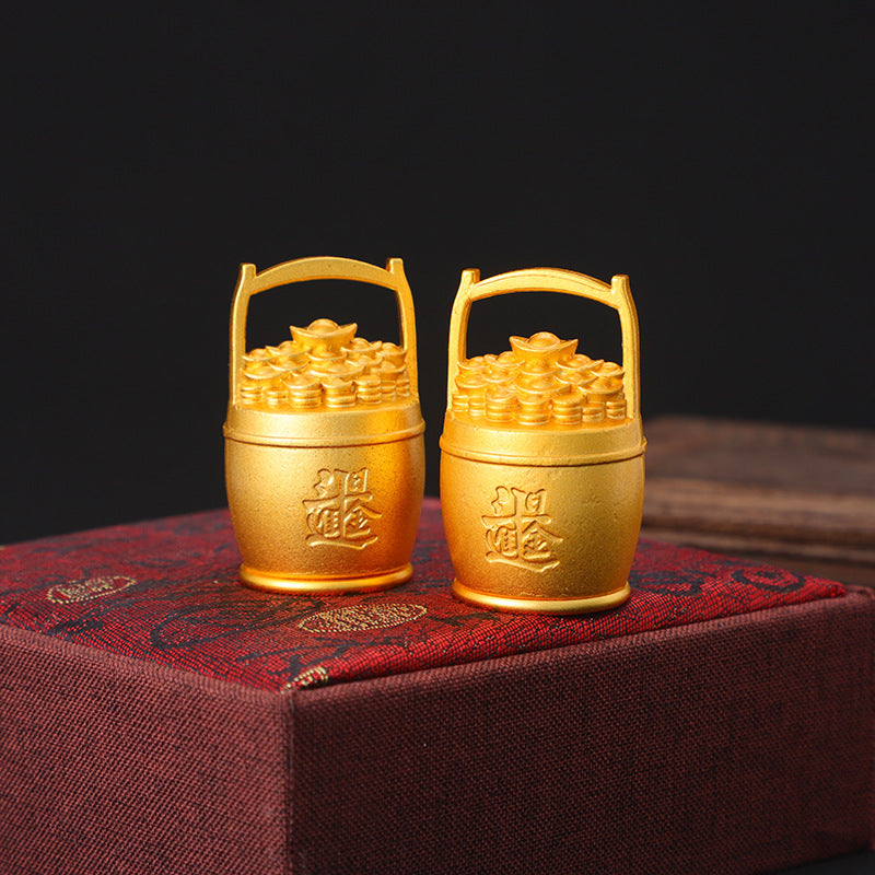 Solid Brass Fortune Bucket Decorative Keychain Gift