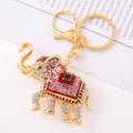 Rhinestone Elephant Keychain Gold Clasp Red Black Blue view 1