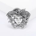Textured Medusa Head Brooch in Silver and Antique Gold view 6