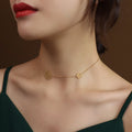 Dual Openwork Rose Flower Necklace Choker Fine Chain Gold Black view 3