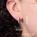 Silver Square Channel Crystal Huggie Hoop Earrings Pair view 4