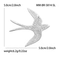 Flying Swallow Brooch in Polished Metal for Jackets and Scarves view 6