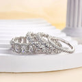 Rectangular Clear Stone Three-Ring Stacking Set In Silver Tone view 3