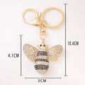 Gold Rhinestone Bee Keychain with Clasp and Key Ring view 2
