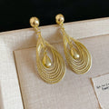 Gold Nested Teardrop Dangle Earrings with Fine Open Loops view 6
