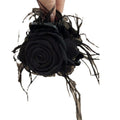 Black Rolled Fabric Rose Hair Claw With Loose Feather Fringe view 5