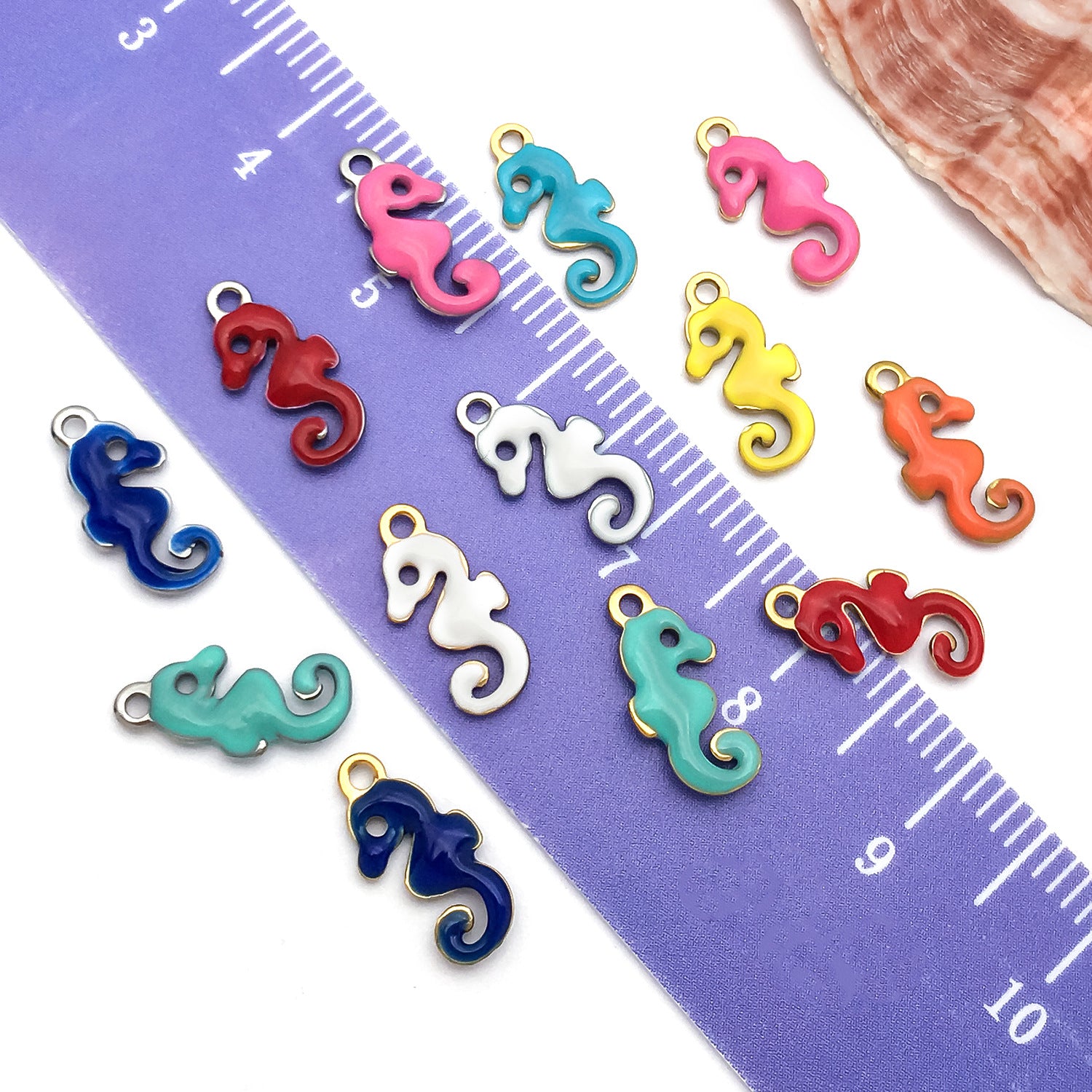 Colorful Enamel Stainless Steel Seahorse Charm Pendant for DIY Earrings Necklaces