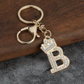 Gold-Tone Rhinestone Crown Letter Keychain With Key Ring view 3