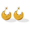 Hollow Chunky C-Shape Stud Earrings Gold Steel Pair view 5