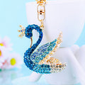 Jeweled Swan Keychain with Layered Gold Tone Wings and Crown view 3