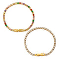 Gold Multicolor Clear Zircon Tennis Bracelets Box Clasp view 5
