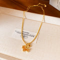 Gold Crystal Pony Pendant Necklace and Stud Earrings view 6