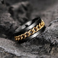 Spinner Chain Band Ring Black Steel Two-Tone Sizes 6-13 view 3