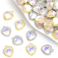 Open Heart Crystal Frame Metal Jewelry Charms, 2 Finishes view 1