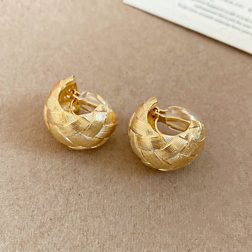 Woven Round Ear Clips in Four Gold and Silver Designs