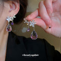 Crystal Branch Drop Earrings With Faceted Teardrop Beads view 2