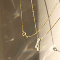 Silver Gold Dual Bar CZ Geometric Pendant Necklace view 6