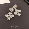 Crystal Flower Stud Earrings In Gold And Silver With Decorative Details view 4