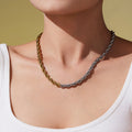 Two Tone Rope Chain Necklace in Gold and Silver Finish view 4