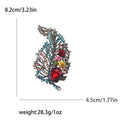 Filigree Rhinestone Leaf Brooch Teardrop Crystal Pin view 5
