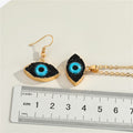 Black Crystal Cluster Evil Eye Pendant Necklace and Drop Earrings view 3