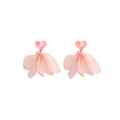 Fabric Petal Flower Statement Stud Earrings in Six Designs view 5