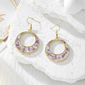 Gold Open Circle Dried Flower Resin Earrings 4 Colors view 3