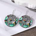 Silver Tone Tropical Bird Print Acrylic Spiral Kidney Wire Earrings view 3