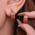 Four Row Crystal Hoop Earrings in Seven Colors and Three Sizes view 2