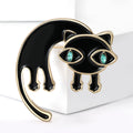 Long-Tail Cat Brooch in Metal with Glossy Enamel Body with Blue Crystal Eyes view 4